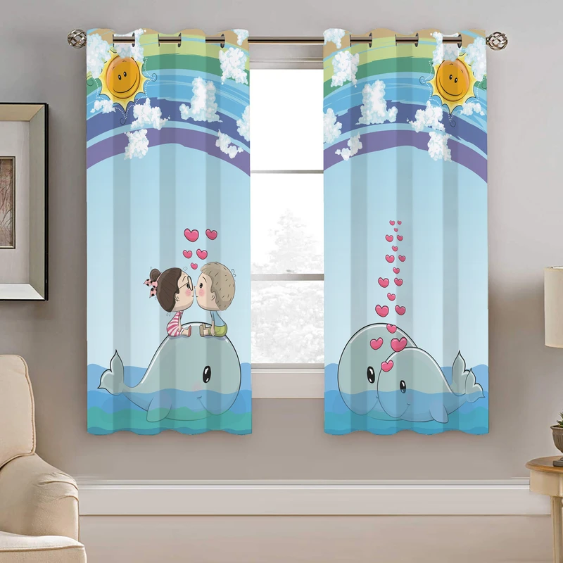 پرده نیروانا طرح نهنگ کودک مدل مخمل کد 4779 سایز 140×200 سانتی متر