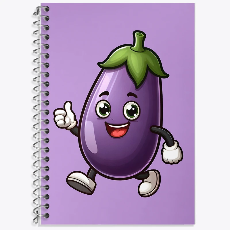 دفتر زبان 50 برگ خندالو مدل سه خط طرح بادمجان بامزه کد F7675