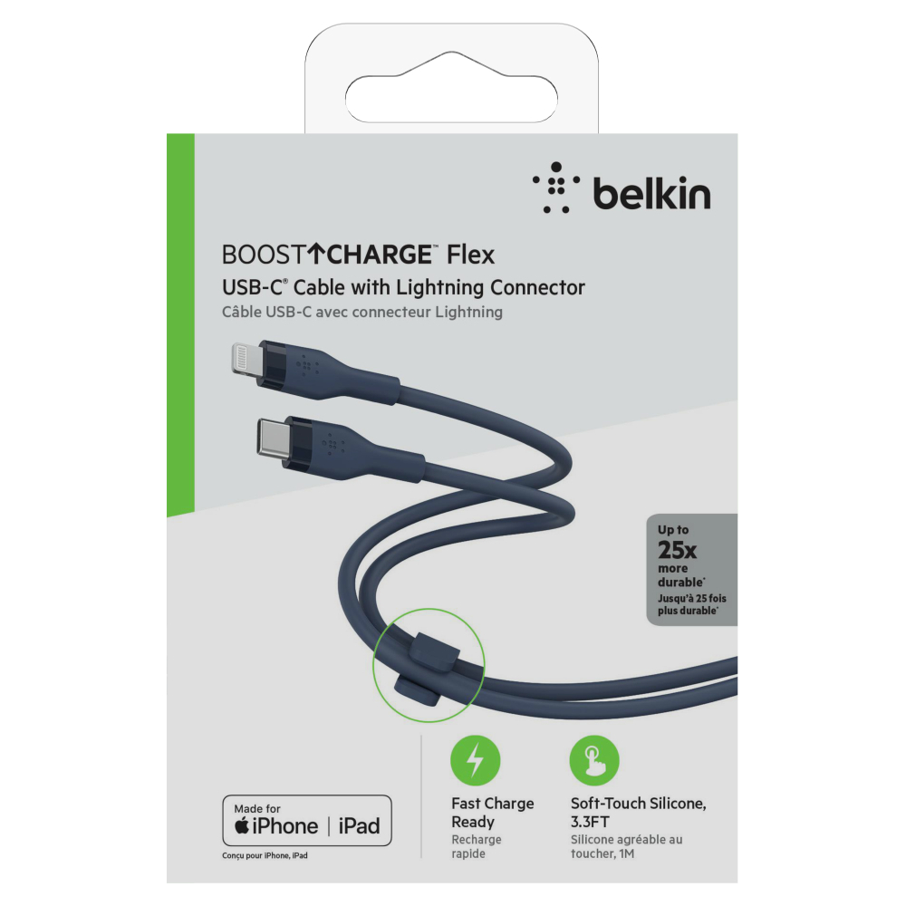 کابل تبدیل USB-C به لایتنینگ بلکین مدل CAA009bt1MBL طول 1 متر