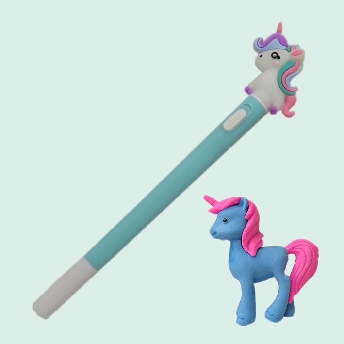 روان نویس مدل یونیکورن اسب تک شاخ چراغ دار  کد c به همراه پاک کن