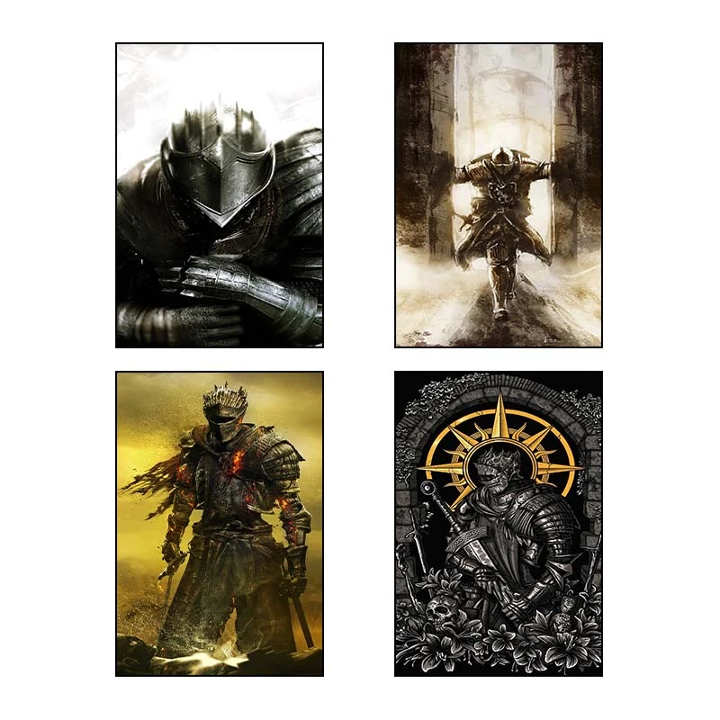 تابلو شاسي کارنيکا طرح دارک سولز Dark Souls کد 38151 مجموعه 4 عددی