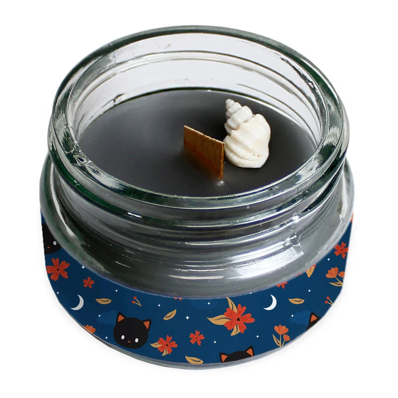 شمع لیوانی طرح آسمان شب گربه مدل 008