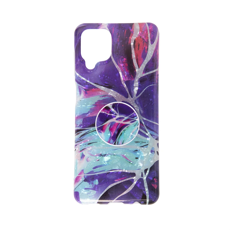 کاور مدل یخی طرح ماربل مناسب برای گوشی موبایل سامسونگ Galaxy A22 4G / M22 / M32 4G به همراه پاپ سوکت