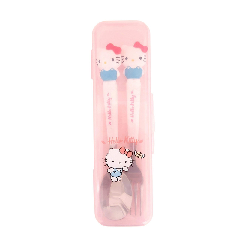 ست قاشق چنگال کودک طرح Hello Kitty صورتی به همراه باکس نگهدارنده کد VT6275