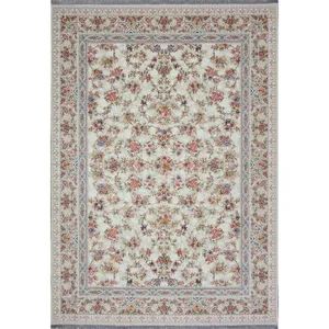 فرش ماشینی 1200 شانه زمینه نقره‌ای حاشیه نقره ای مدل بهشت