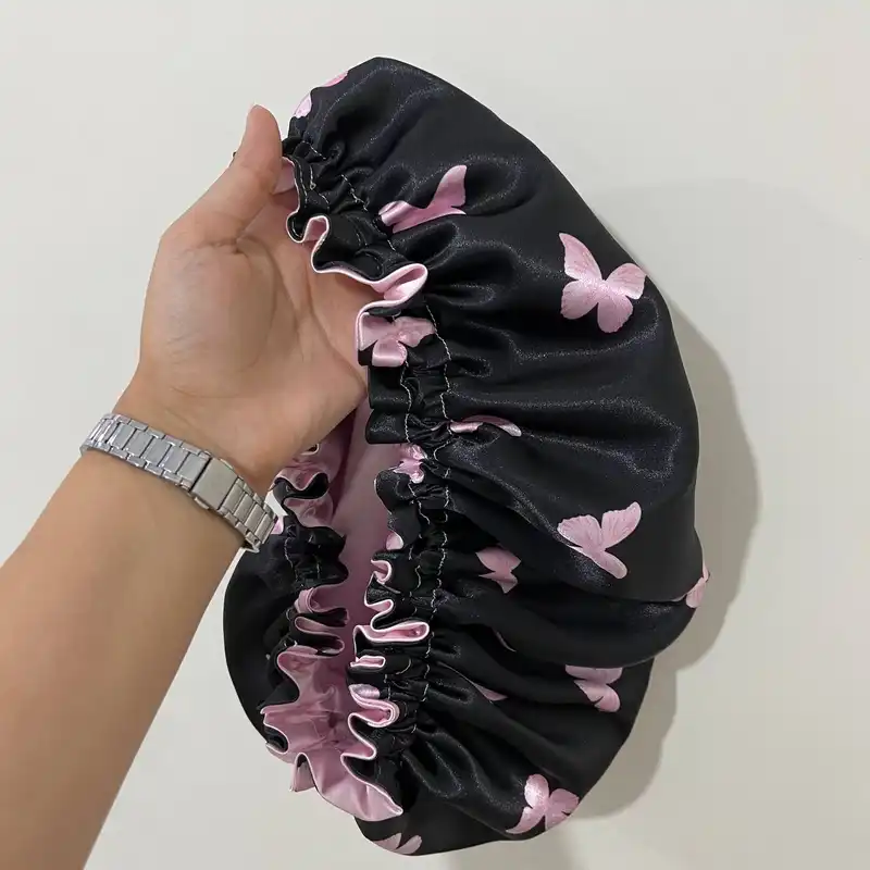 کلاه زنانه مدل ساتن ابریشم طرح پروانه