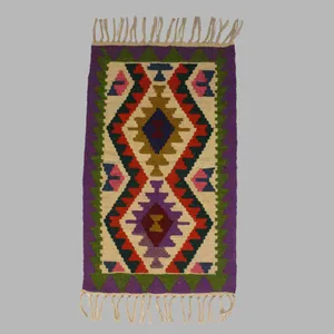 گلیم دستبافت نیم متری طرح لوزی کد 02