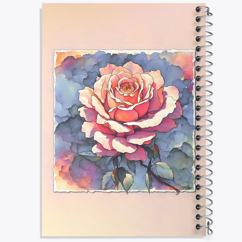دفتر ژورنال نویسی 50 برگ خندالو مدل نقطه ای طرح گل رز کد N3566