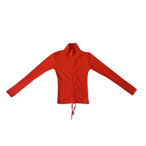 کراپ‌تاپ آستین بلند زنانه مدل گت دار یقه ایستاده