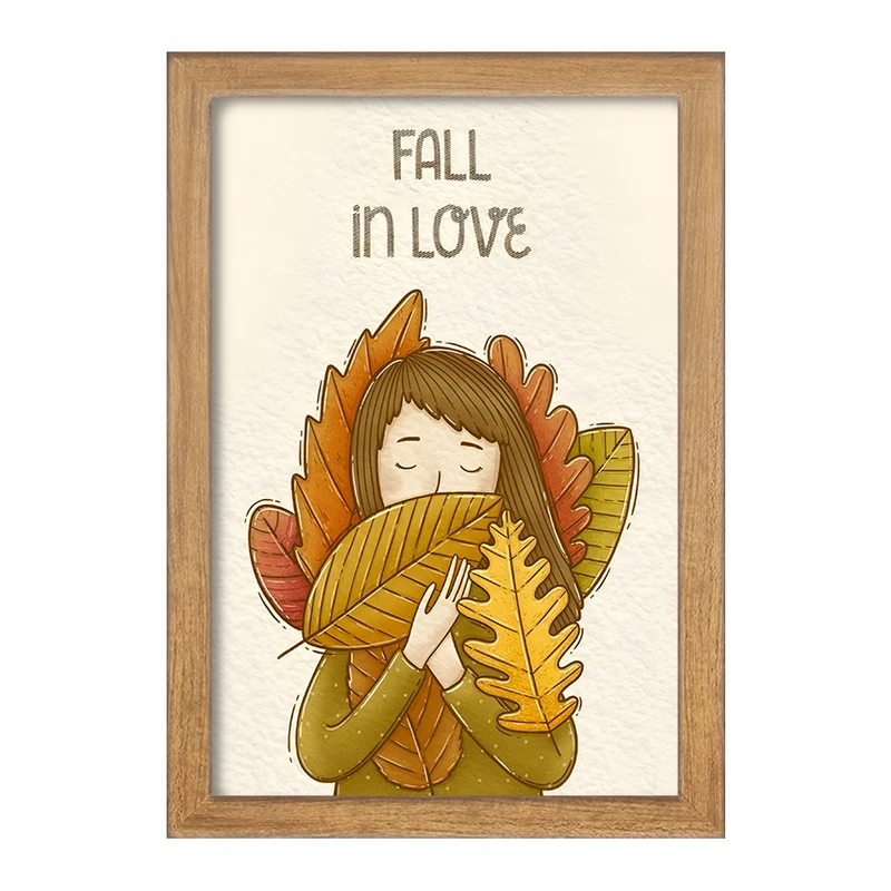 تابلو خندالو مدل دختر و پاییز کد F7311