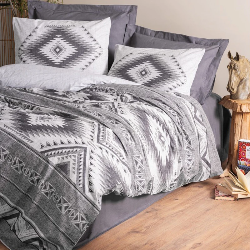 سرویس روتختی کاتن باکس مدل Ethnic Delos Antrasit تک نفره 3 تکه