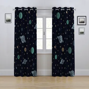 پرده مدل پانچی طرح کودکانه فضا سایز 280x145 سانتی متر