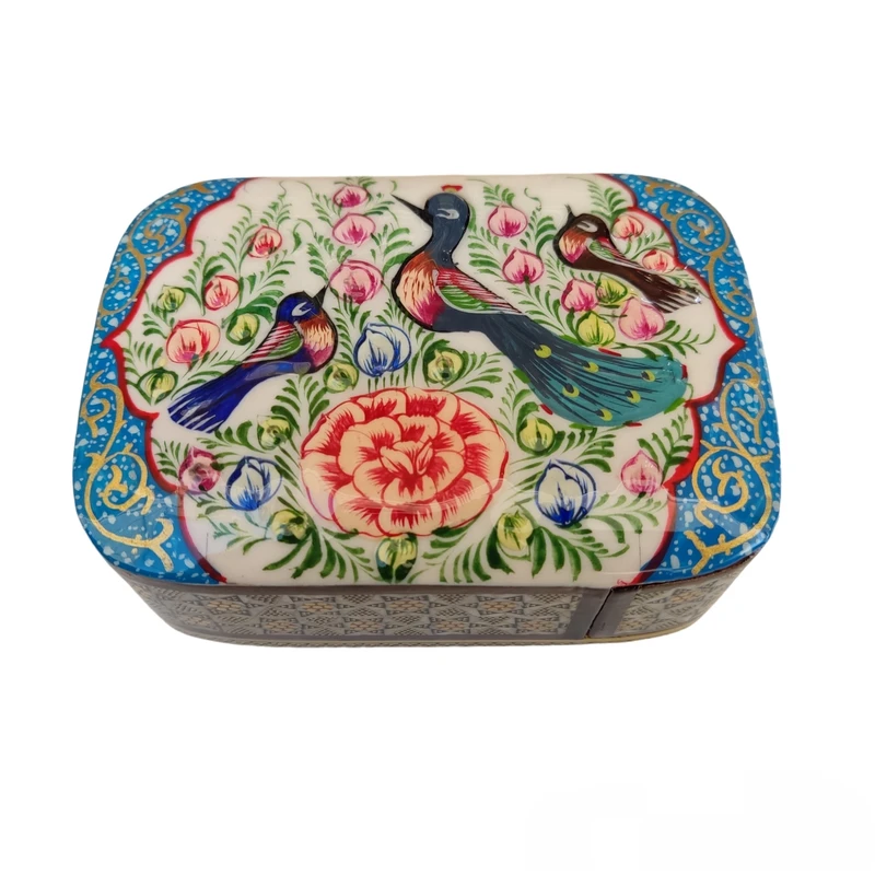 جاکارتی خاتم کاری طرح گل و مرغ کد 01