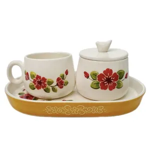 سرویس چای خوری 3 پارچه یک نفره مدل گل و مرغ