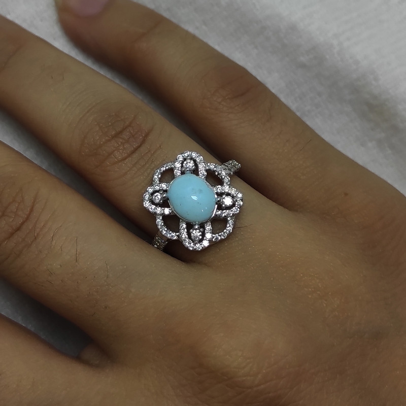 انگشتر نقره زنانه سلین کالا مدل فیروزه نیشابور طبیعی کد Mps-4