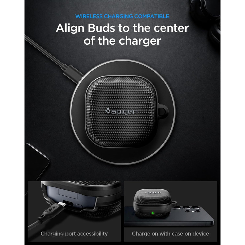 کاور اسپیگن مدل Classic Fit مناسب برای کیس هدفون بی سیم سامسونگ Galaxy Buds 4 Pro / Buds 4
