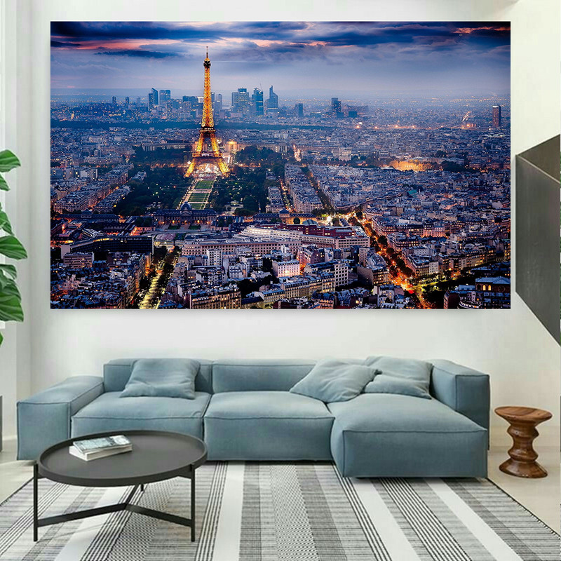 تابلو بوم طرح نمای شهری مدل پاریس و برج ایفل کد AR4740