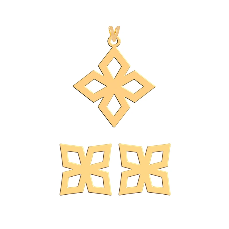 نیم ست طلا 18 عیار زنانه فرشته مدل اسلیمی کد WHSL-000002