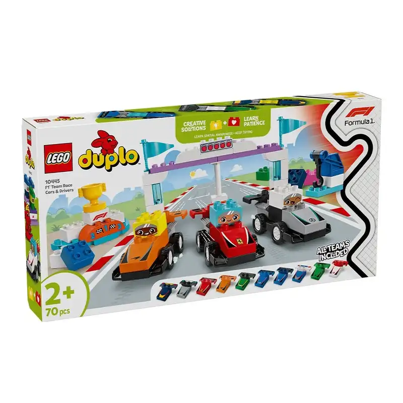 لگو 70 تکه سری Duplo مدل F1 Team Race Cars N Drivers کد 10445