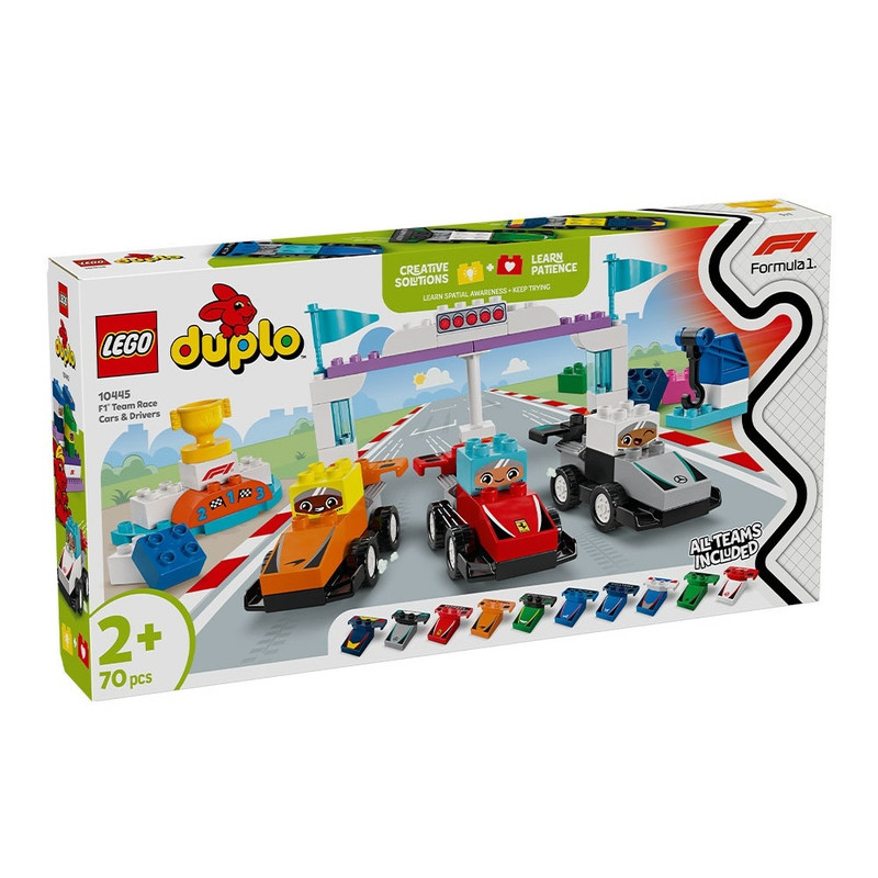 لگو 70 تکه سری Duplo مدل F1 Team Race Cars N Drivers کد 10445