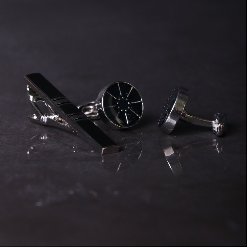 ست دکمه سردست و گیره کراوات مردانه پائولو روسی مدل S3