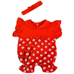 ست سرهمی و هدبند نوزادی مدل گل رنگ قرمز