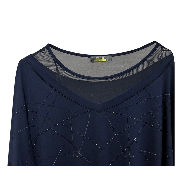 بلوز آستین بلند زنانه کازه مدل ضربدری نگینی