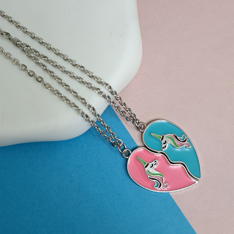 گردنبند دخترانه مدل دوستی یونی کورن بسته 2 عددی