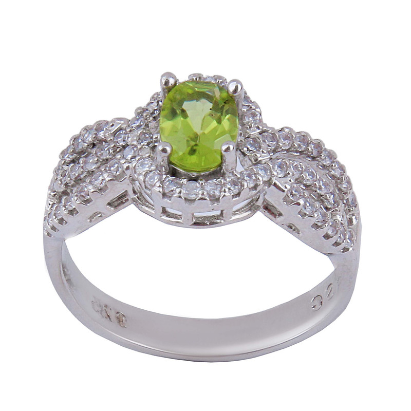 انگشتر نقره زنانه بازرگانی میلادی مدل سنگ زبرجد نگین برلیان بدون ریزش ابکاری رادیوم کد AWR_1526