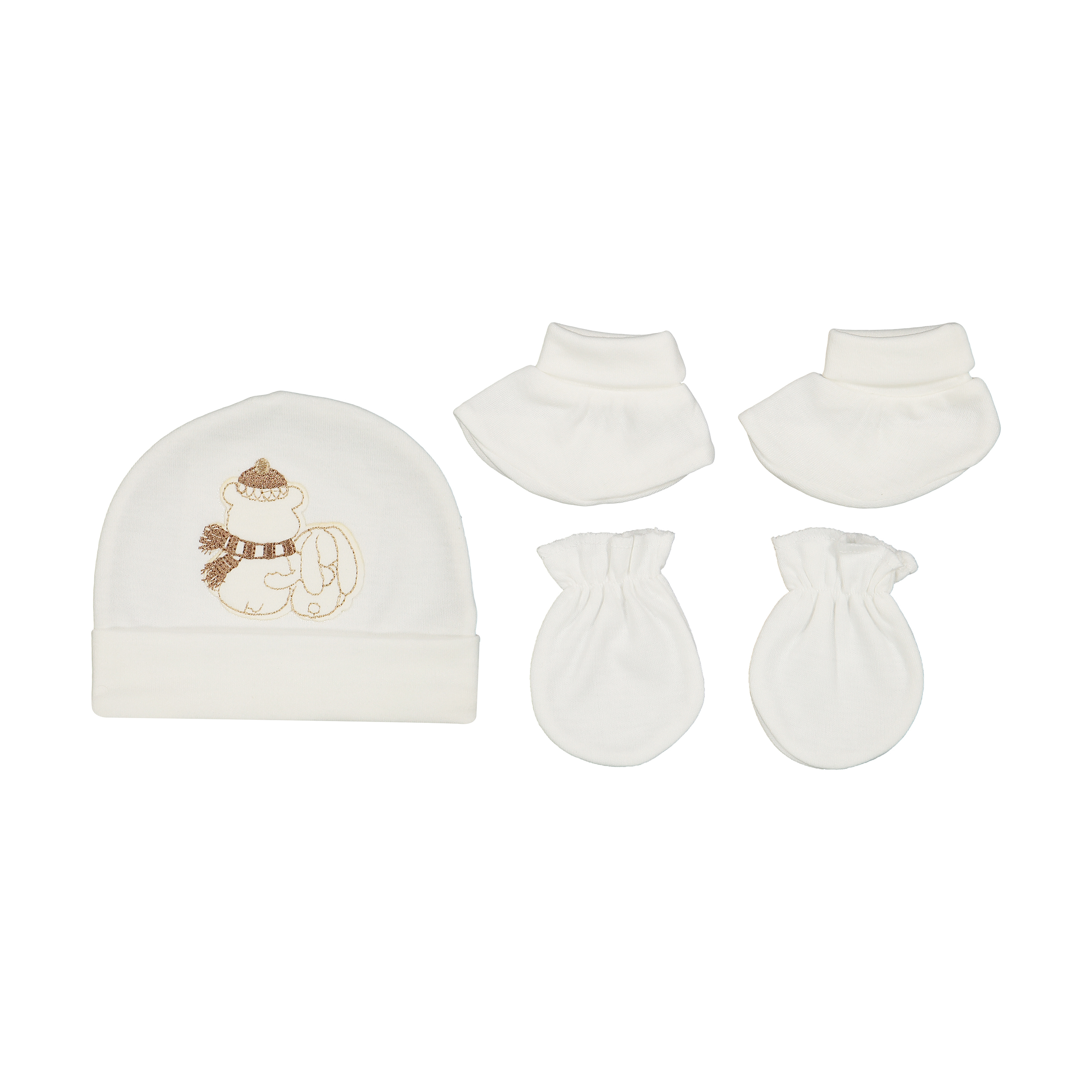 ست 3 تکه نوزادی پاپو مدل خرس کلاه دار 