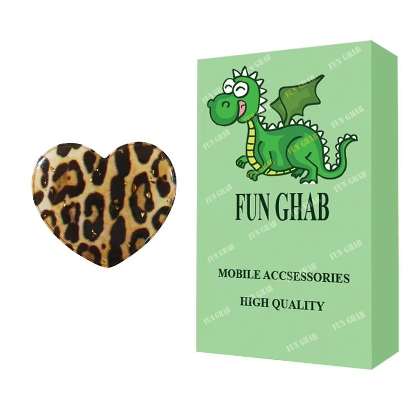 پایه نگهدارنده گوشی موبایل پاپ سوکت فان قاب مدل قلبی طرح پلنگی 