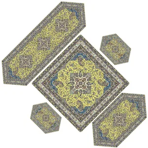 ست 5 تکه رومیزی ترمه حسینی مدل مهستان کد 1185