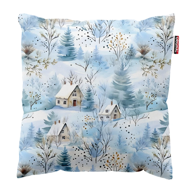 کوسن پاد آفرین مدل زمستان برفی کد PK303076 سایز 30*30 سانتی متر