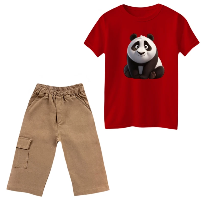 ست تی‌شرت و شلوارک پسرانه مدل پاندا بامزه