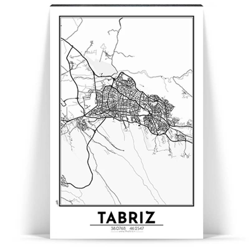 تابلو شاسی آواویز مدل نقشه تبریز کد Avaviz-Map-4G1313