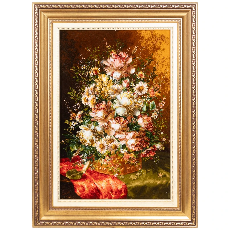 تابلو فرش دستباف سی پرشیا طرح گل در گلدان کد 904191