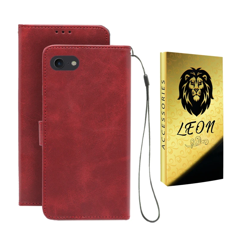کیف کلاسوری لئون مدل Scusa oro مناسب برای گوشی موبایل اپل iPhone 8 به همراه بند آویز 