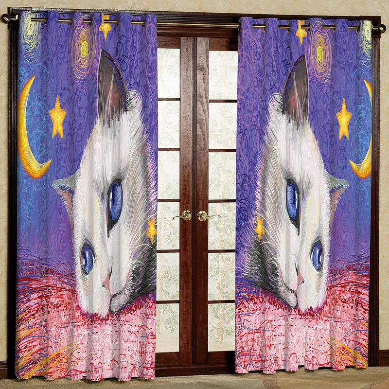 پرده مدل گربه ی غمگین مخمل پانچی کد 2490 سایز 200x140 سانتی متر