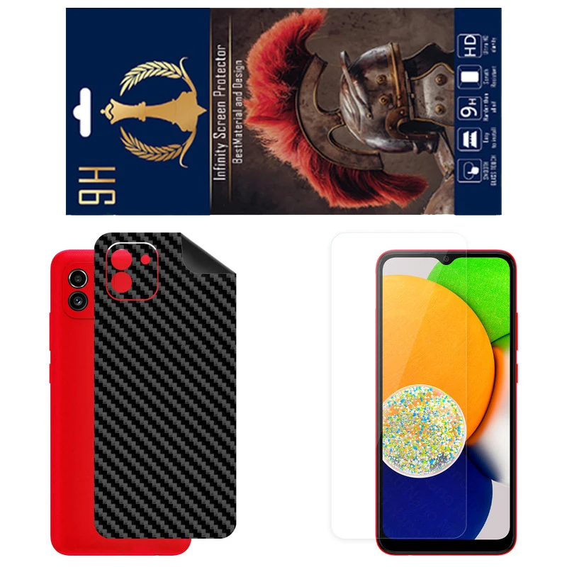 برچسب پوششی اینفینیتی مدل FC مناسب برای گوشی موبایل سامسونگ Galaxy A03 به همراه محافظ صفحه نمایش 