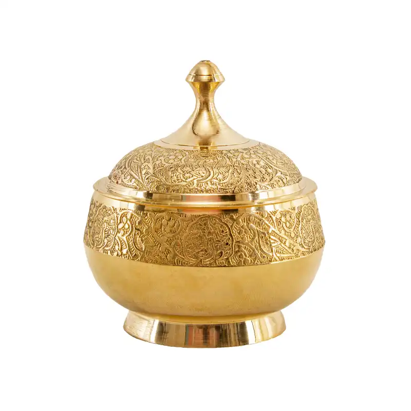 شکلات خوری برنزی مدل نیم پایه طرح طاووس هندی کد 8864