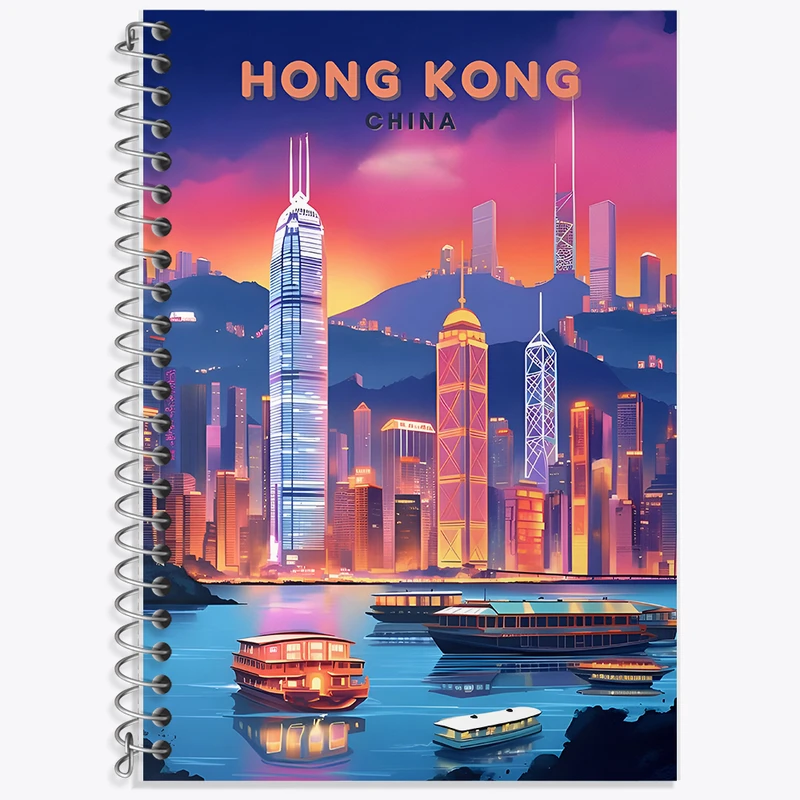 دفتر زبان 50 برگ خندالو مدل سه خط طرح هنگ کنگ (Hong Kong) کد F6306