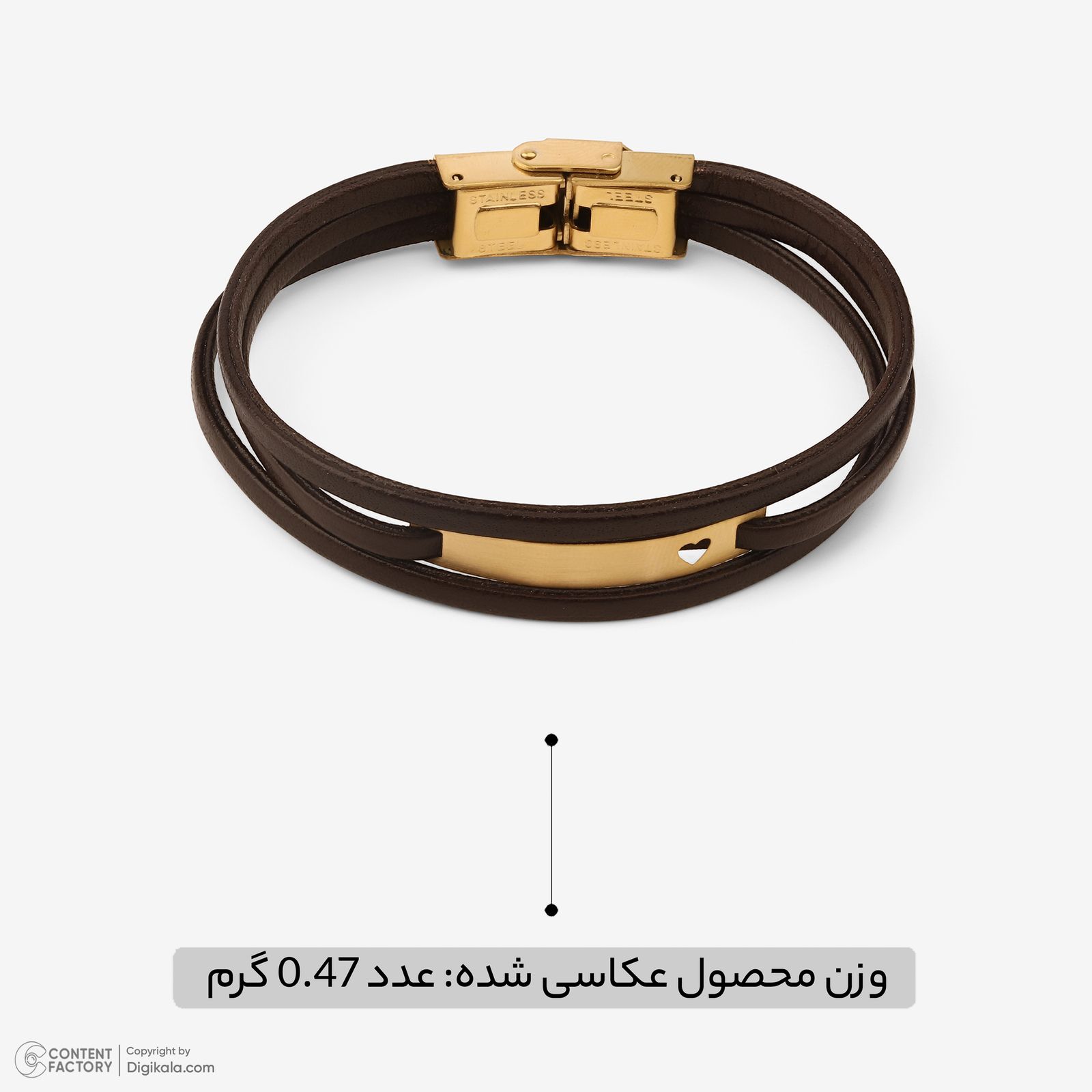 دستبند طلا 18 عیار زنانه با بند چرمی روبی آرت گالری مدل 315543 -  - 3