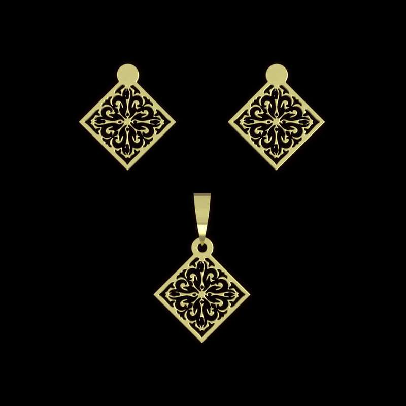 نیم ست طلا 18 عیار زنانه مدوپد مدل اسلیمی کد NA10361