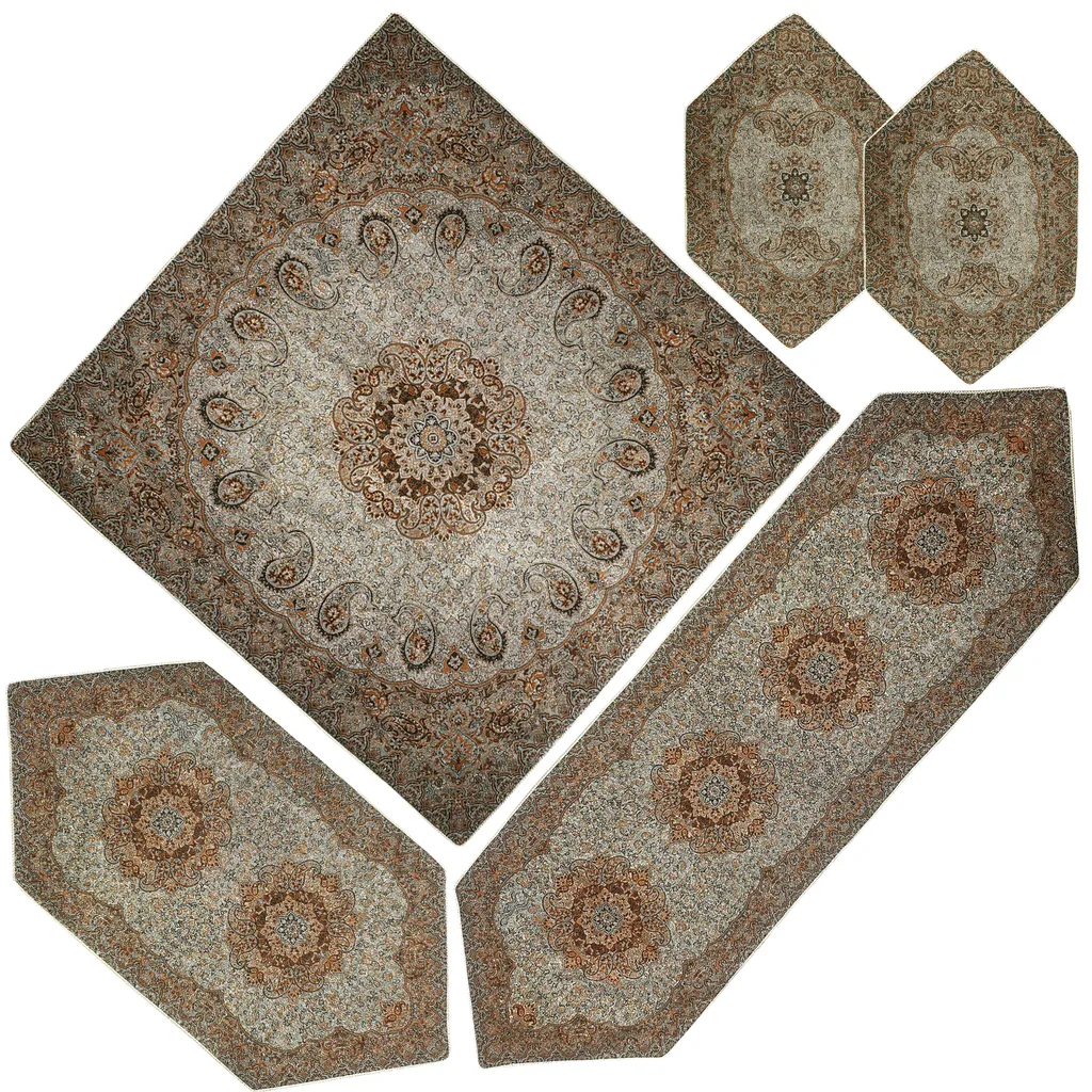 ست 5 تکه رومیزی ترمه مدل نسترن کد KH5-5