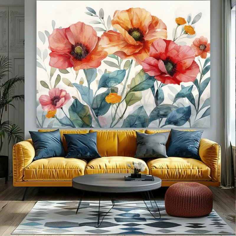 پوستر پارچه ای طرح مخمل نقاشی مدل گل کد FP106322