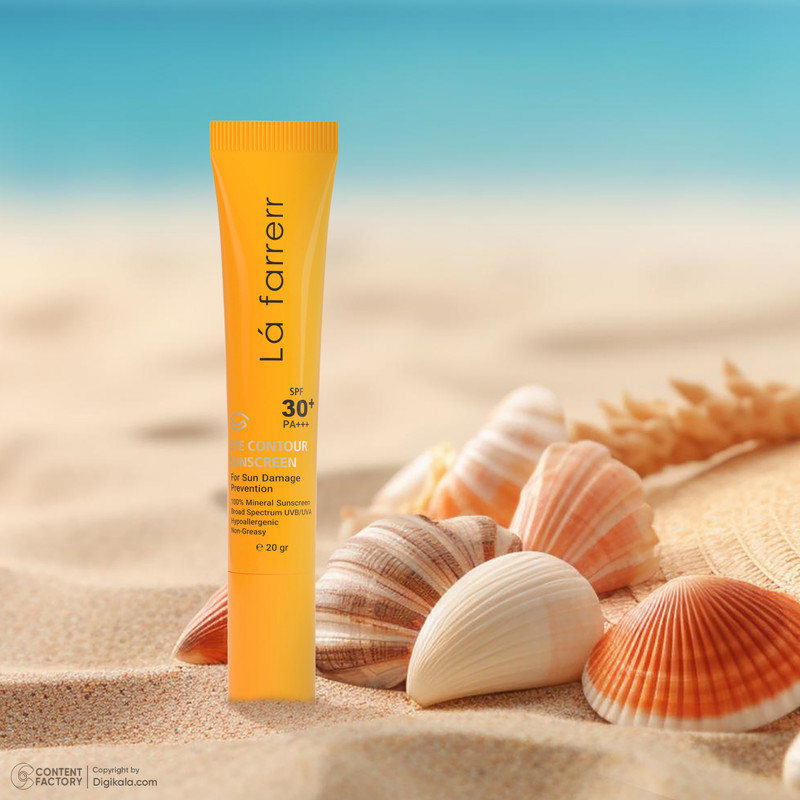 کرم ضد آفتاب دورچشم بدون رنگ لافارر، 30 SPF، مدل مینرال، مناسب انواع پوست و حجم 15 میلی‌لیتر، محافظت کننده در برابر اشعه UVA و UVB، ضد حساسیت و التهاب، بدون چربی، ضد آب، +++PA، ضد چروک، تعدیل کننده هاله تیره دور چشم، مغذی، رطوبت‌رسان، با ماندگاری 2 ساعته