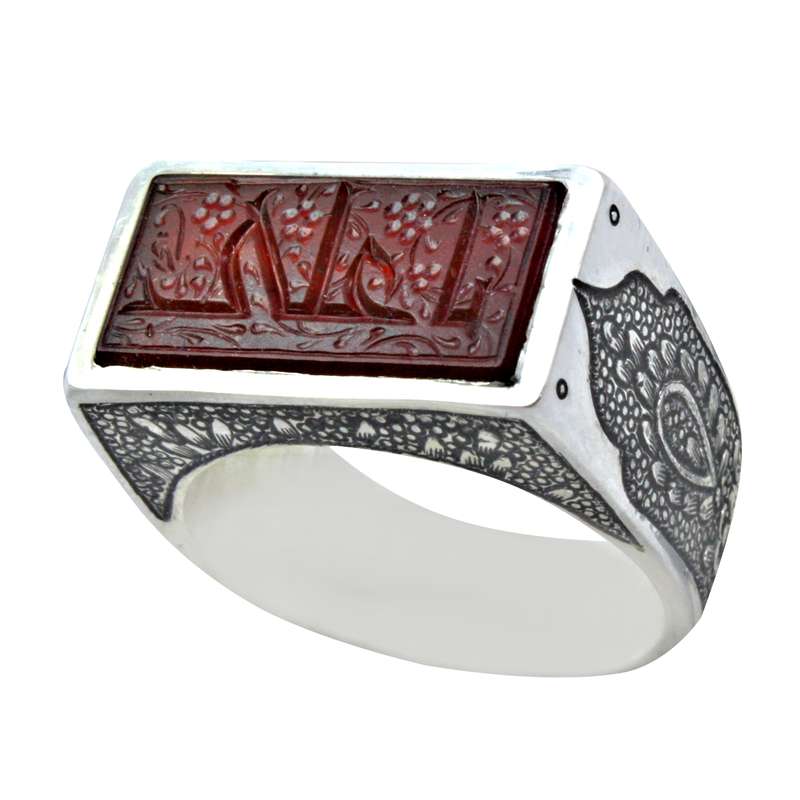 انگشتر نقره مردانه مدل عقیق خطی کد x3