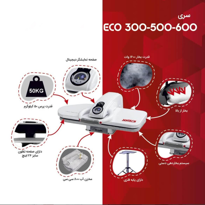 اتو پرس 1600 وات جانتک مدل ECO300
