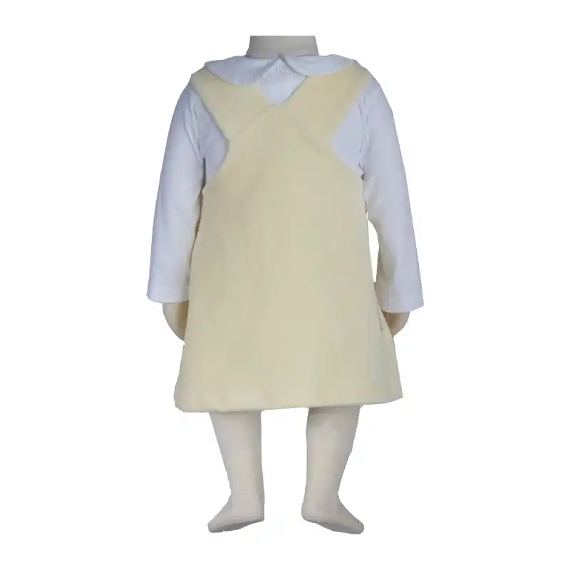 ست تی شرت آستین بلند و سارافون نوزادی آدمک مدل  جیب دار رنگ کرم