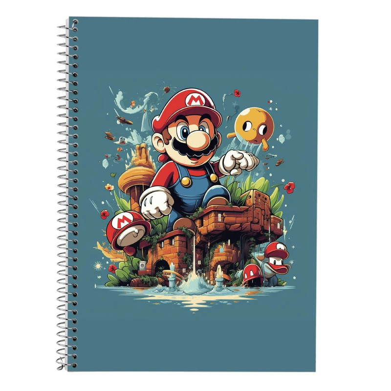 دفتر زبان 50 برگ مدوپد مدل دوخط طرح سوپرماریو super mario کد DF2924